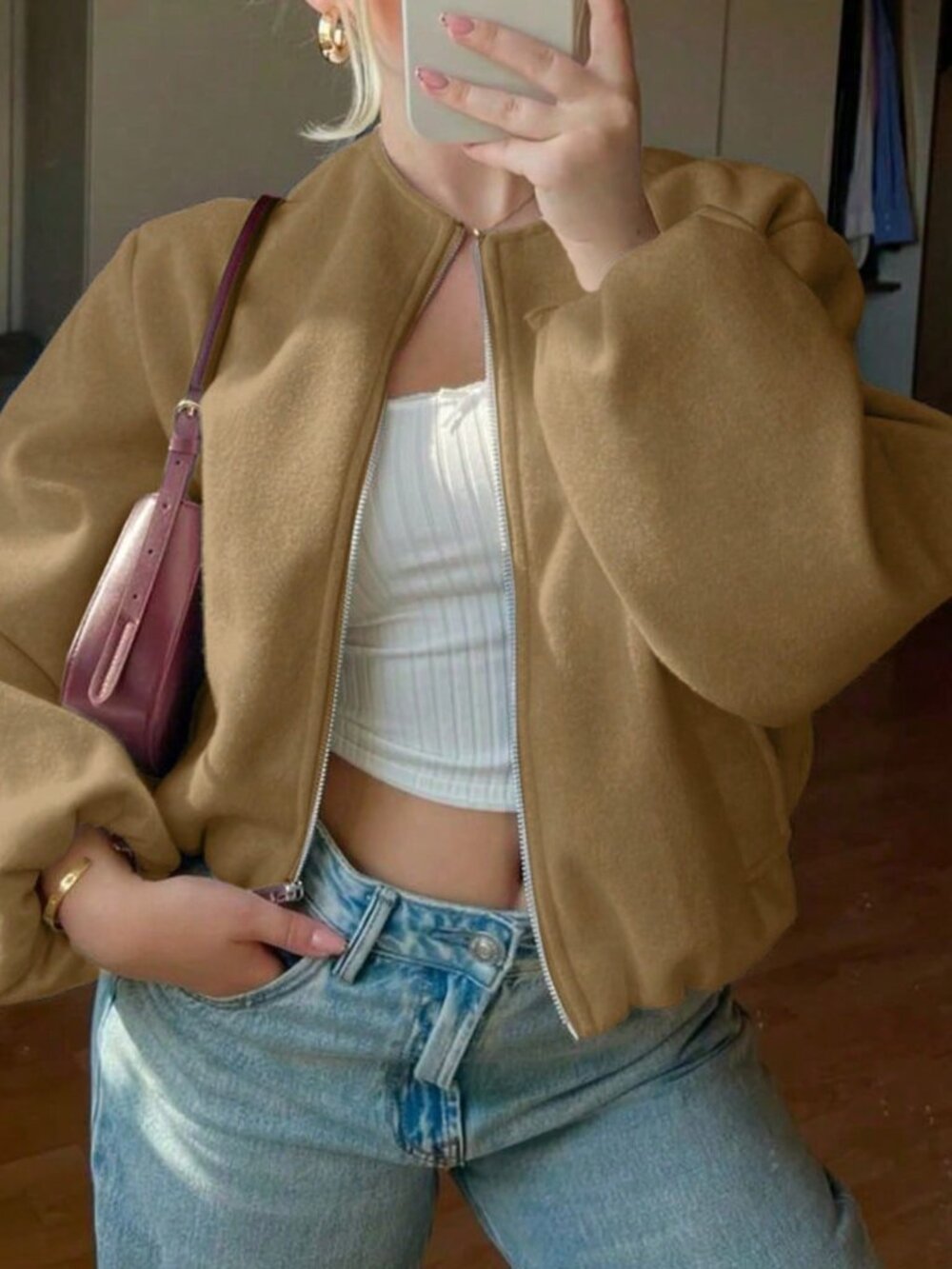 Camel Casual Women's Zip-Soft Bomber Jacket - Picture 5 of 6